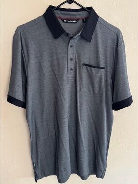Travis Mathew Men's Grey Polo with Black Collar and Trim